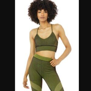 NWOT Alo Yoga Seamless Illusion Bralette Medium Anthracite/Highlighter